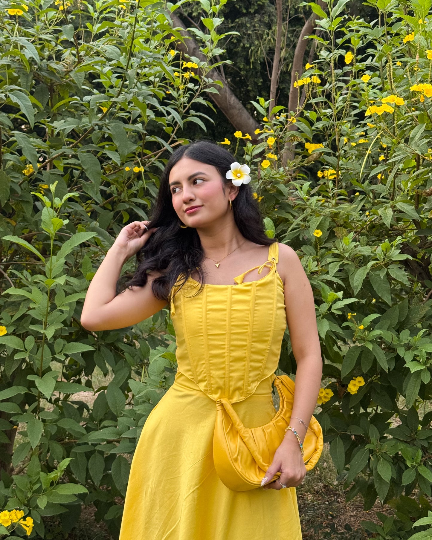 Yellow corset top and dress set