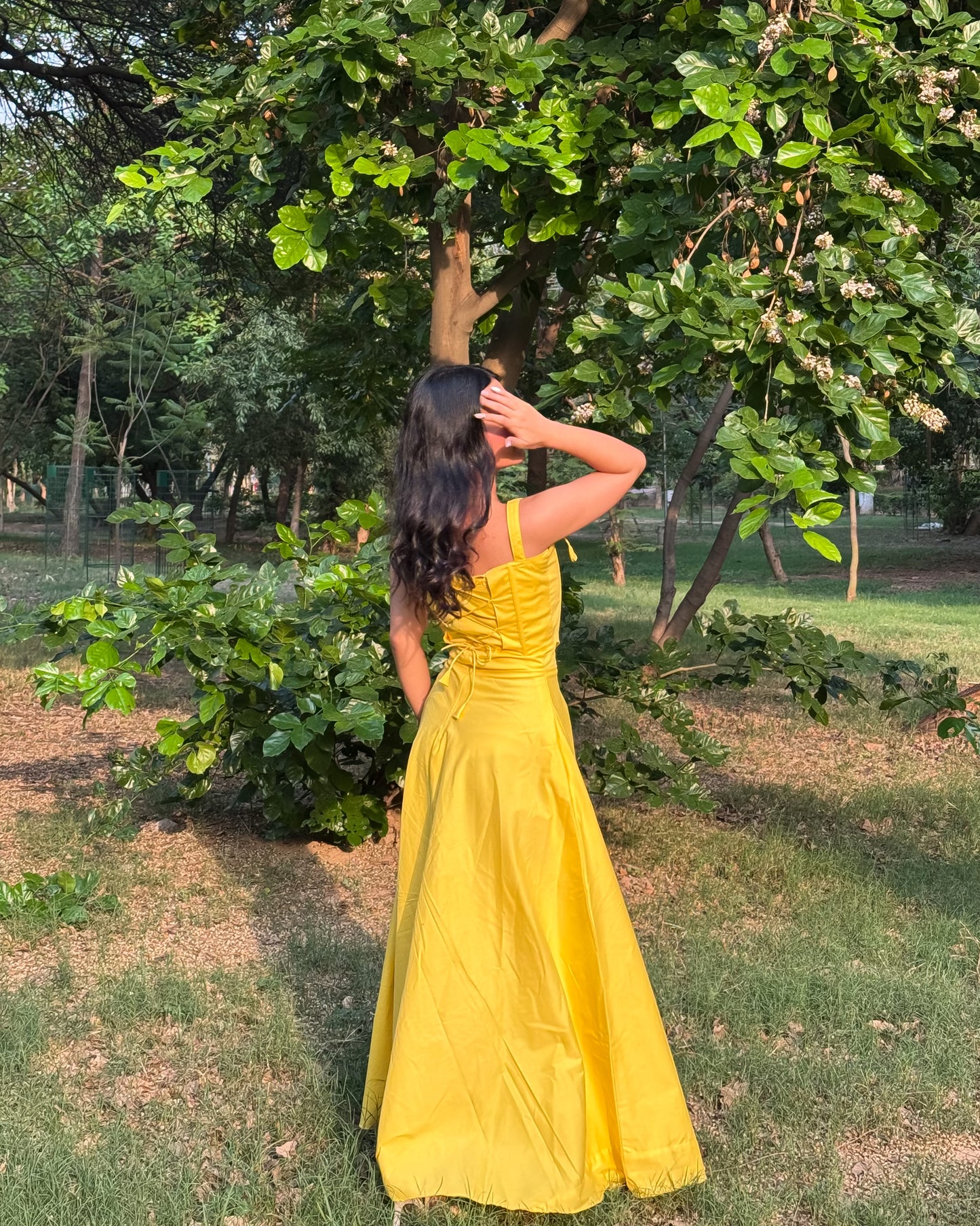 Yellow corset top and dress set