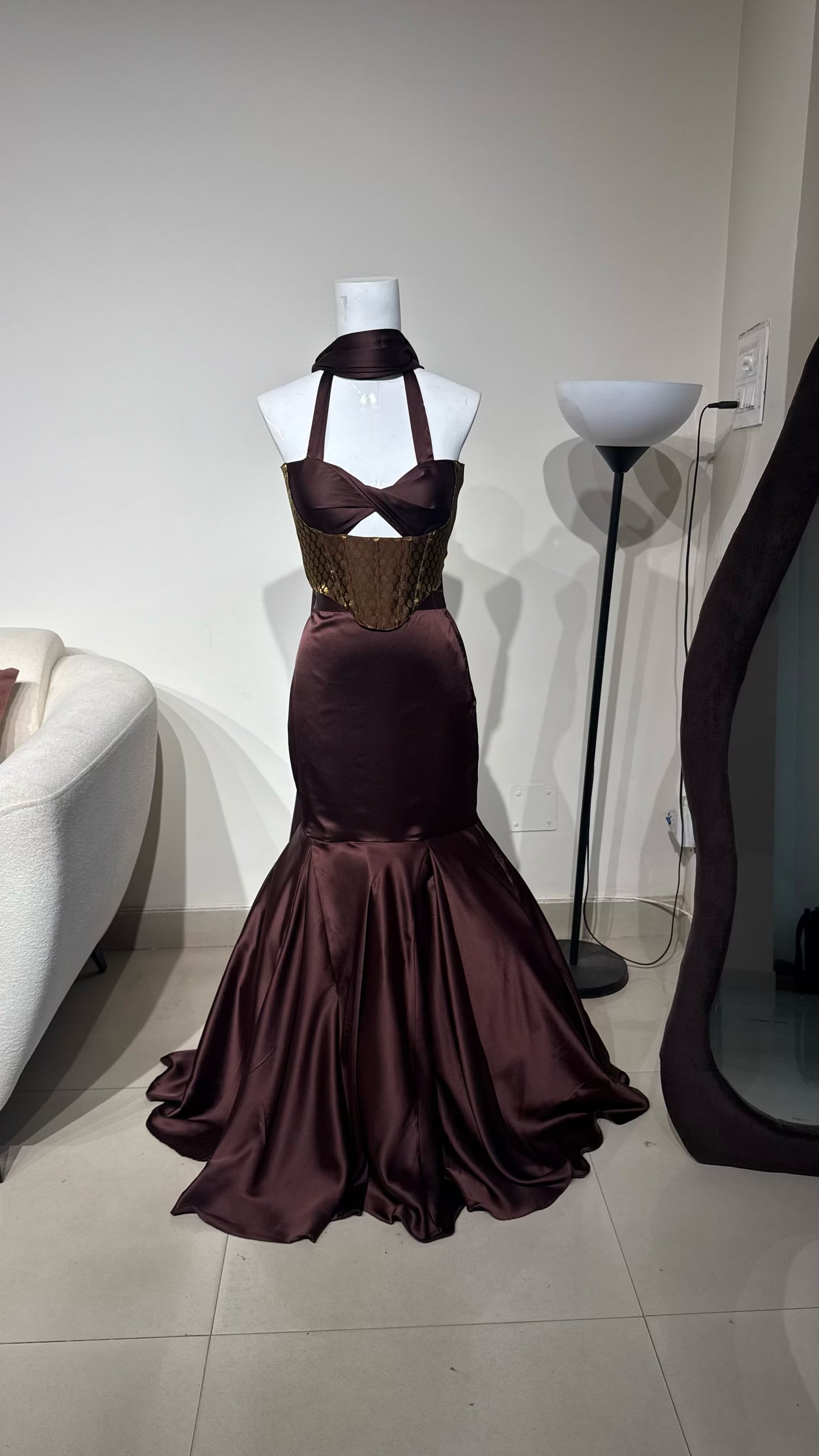 Brown mehfil with skirt