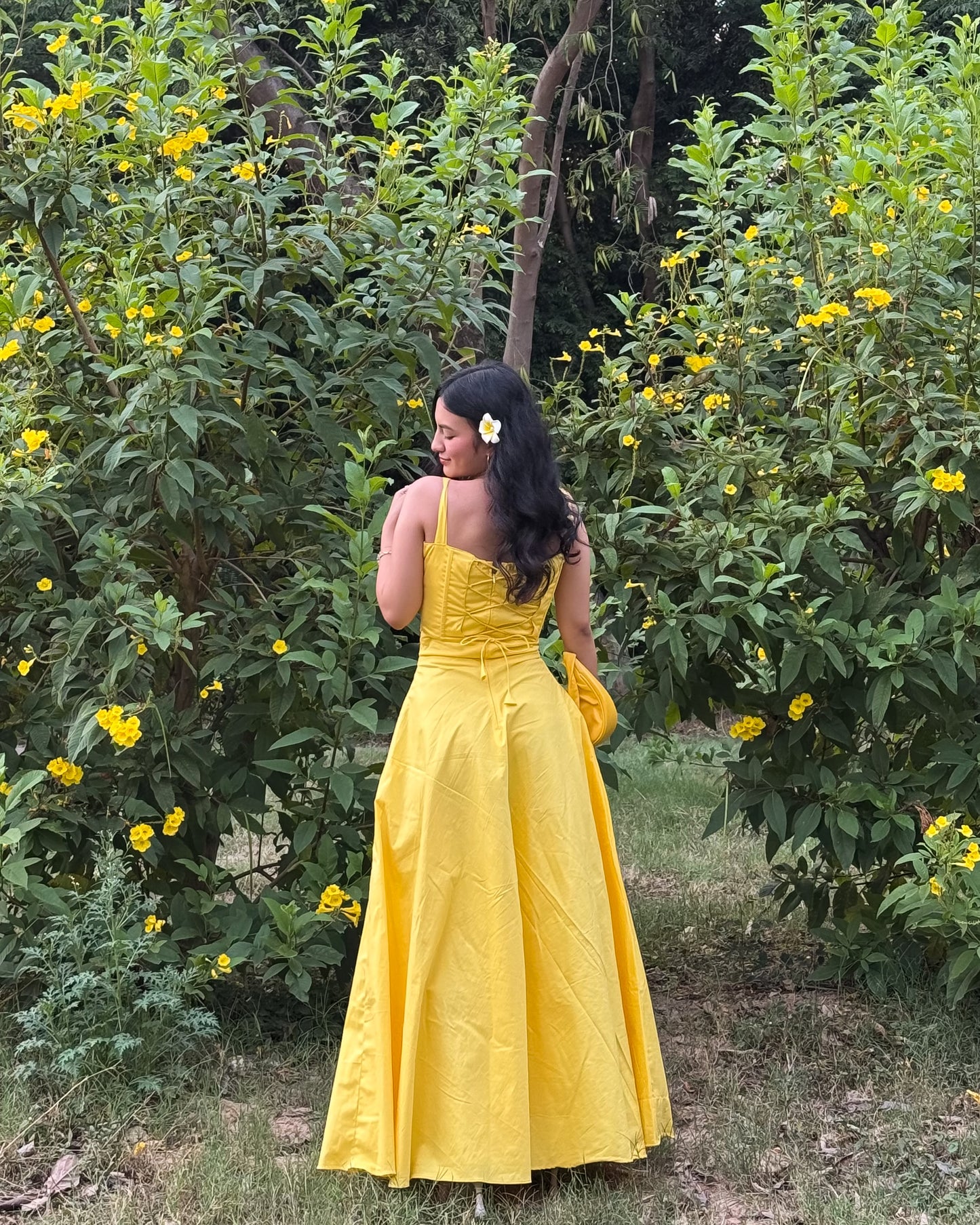 Yellow corset top and dress set