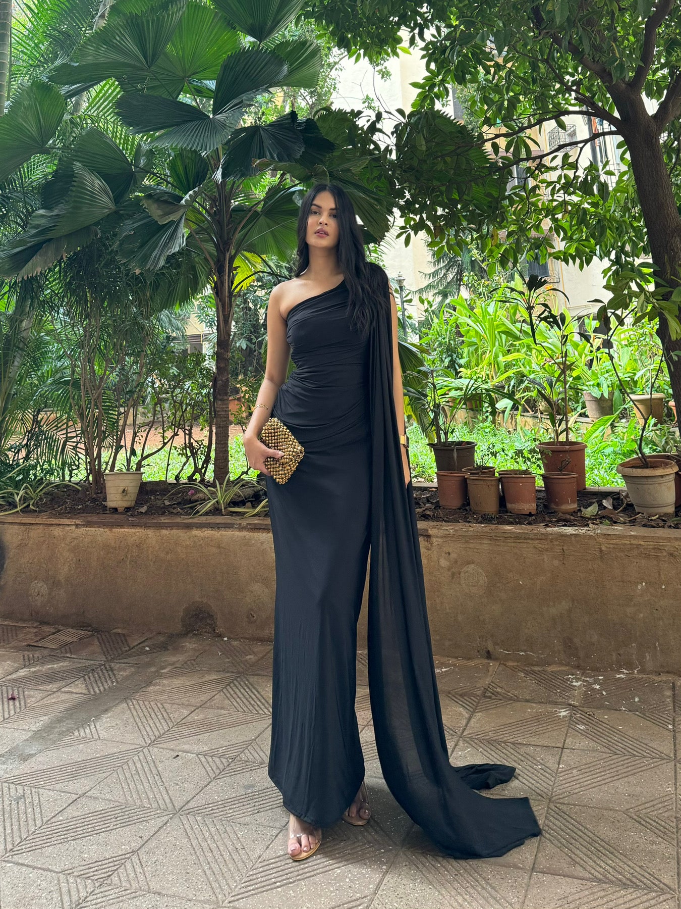 One Shoulder Dress - Elegant Drape Design One Shoulder Dress - Elegant Drape Design