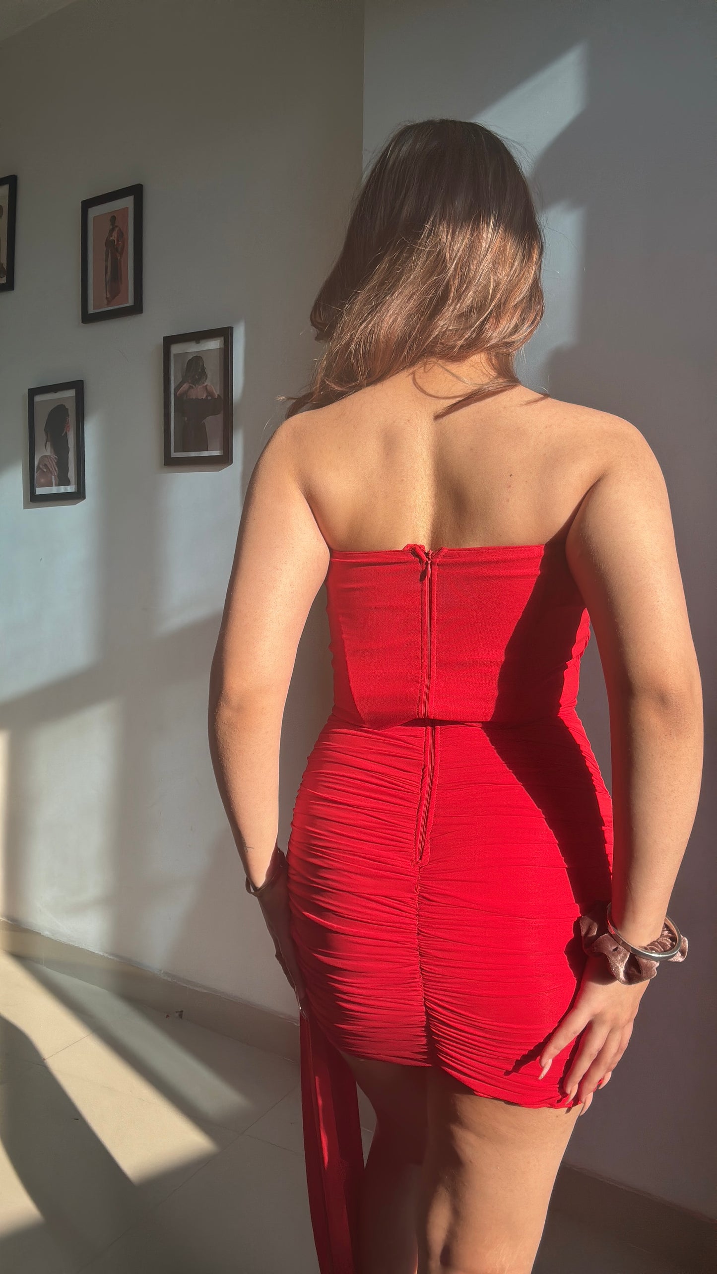 Drape red dress