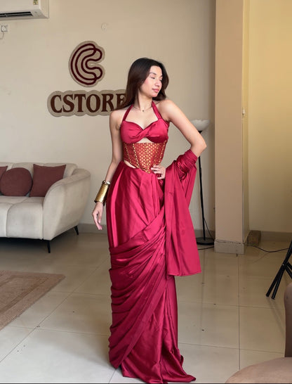 Laal mehfil saree