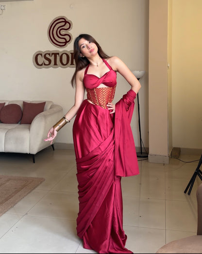 Laal mehfil saree