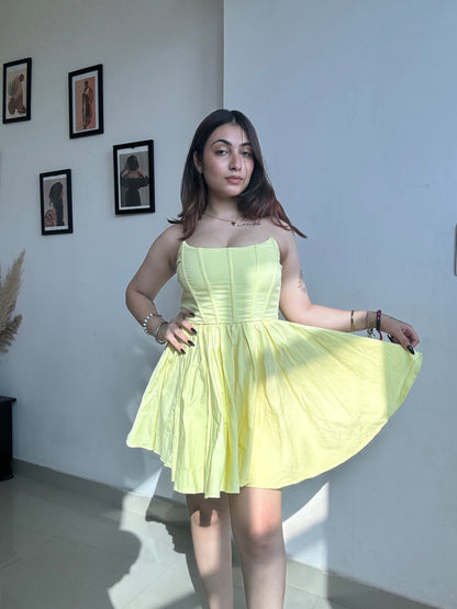 Butter yellow corset mini dress