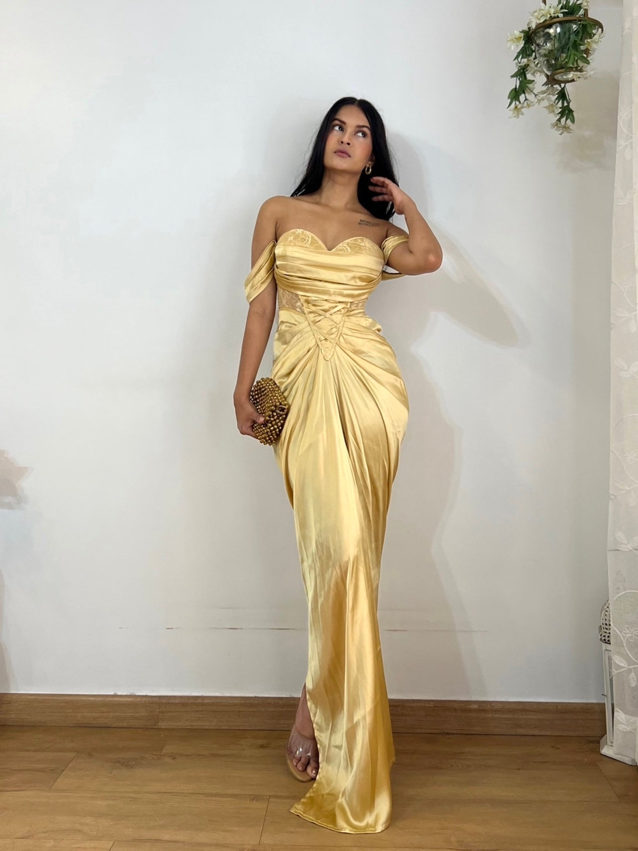 Gold drape dress