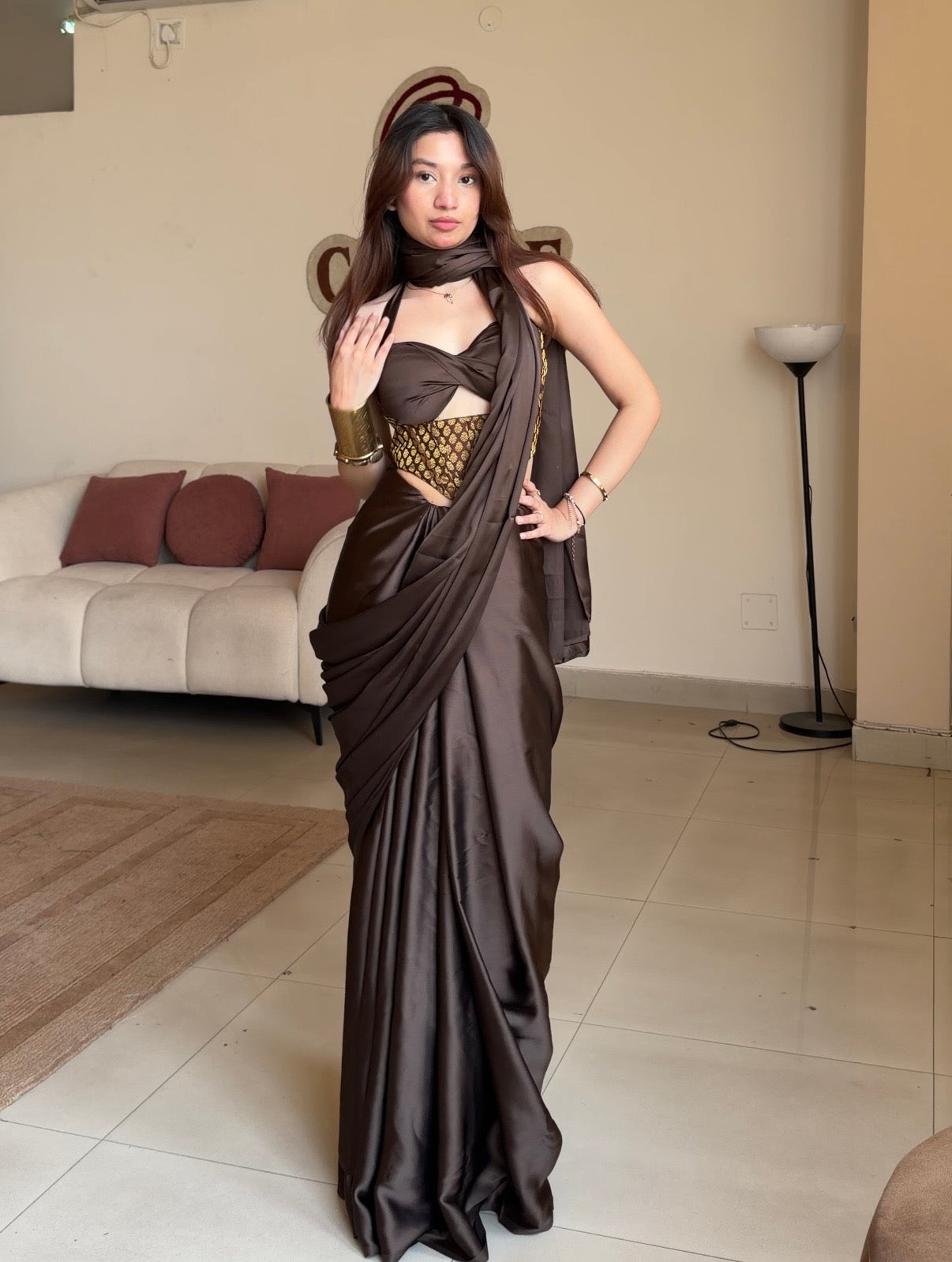 Brown Mehfil saree