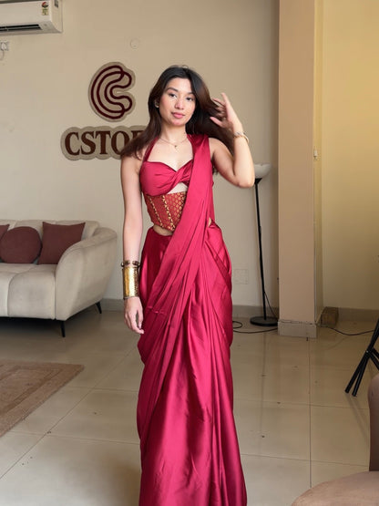Laal mehfil saree