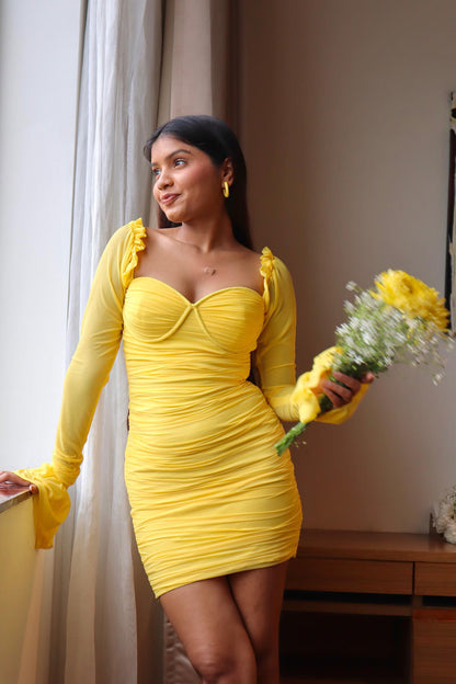 yellow corset dress