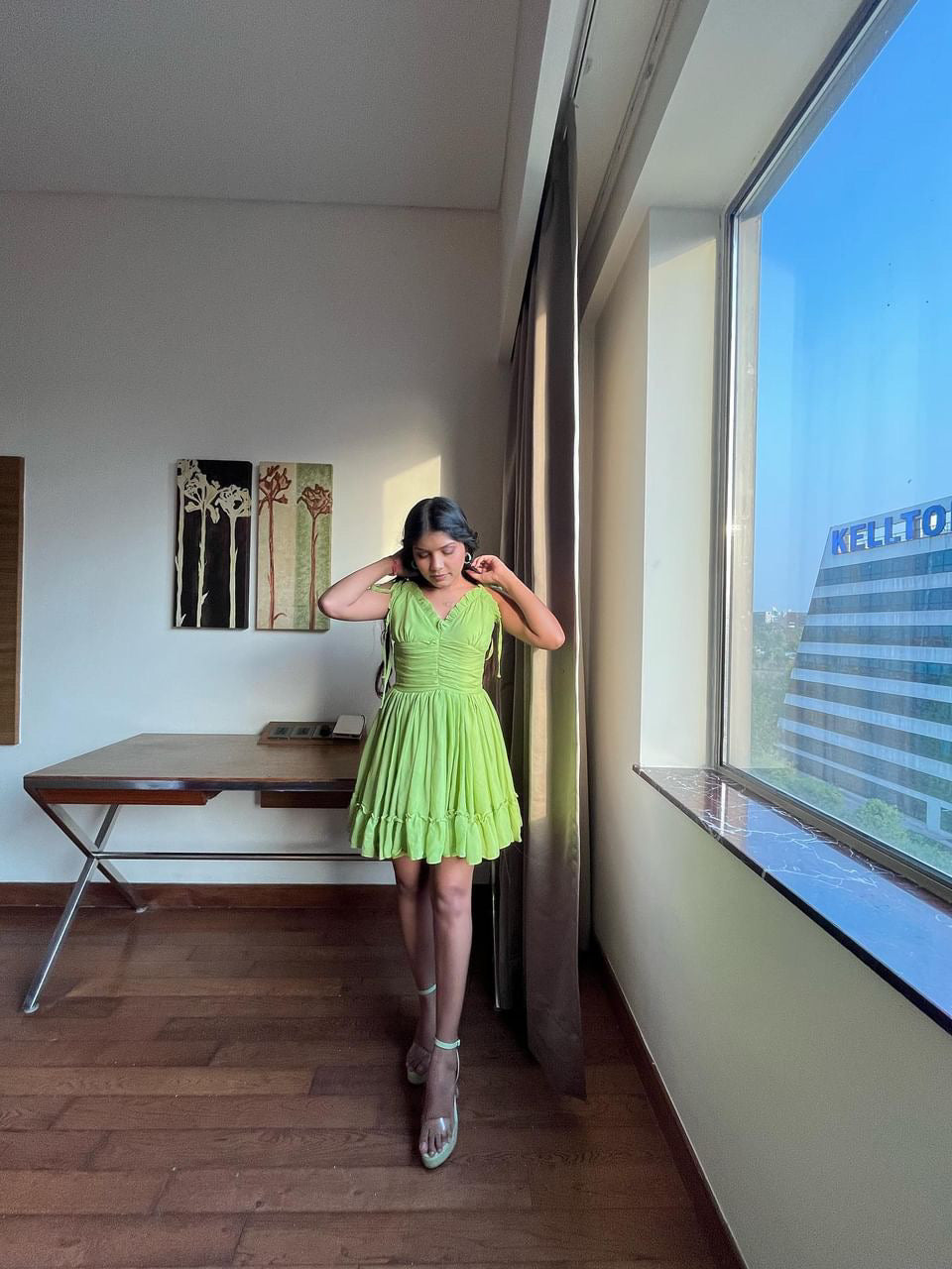 Pista green flare dress