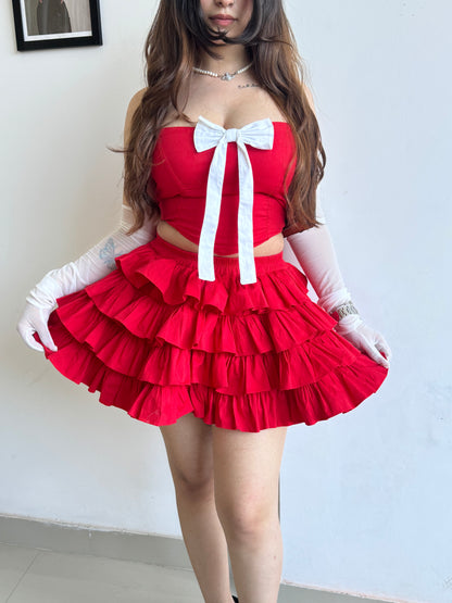 Red bow co ord