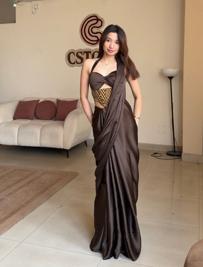 Brown Mehfil saree