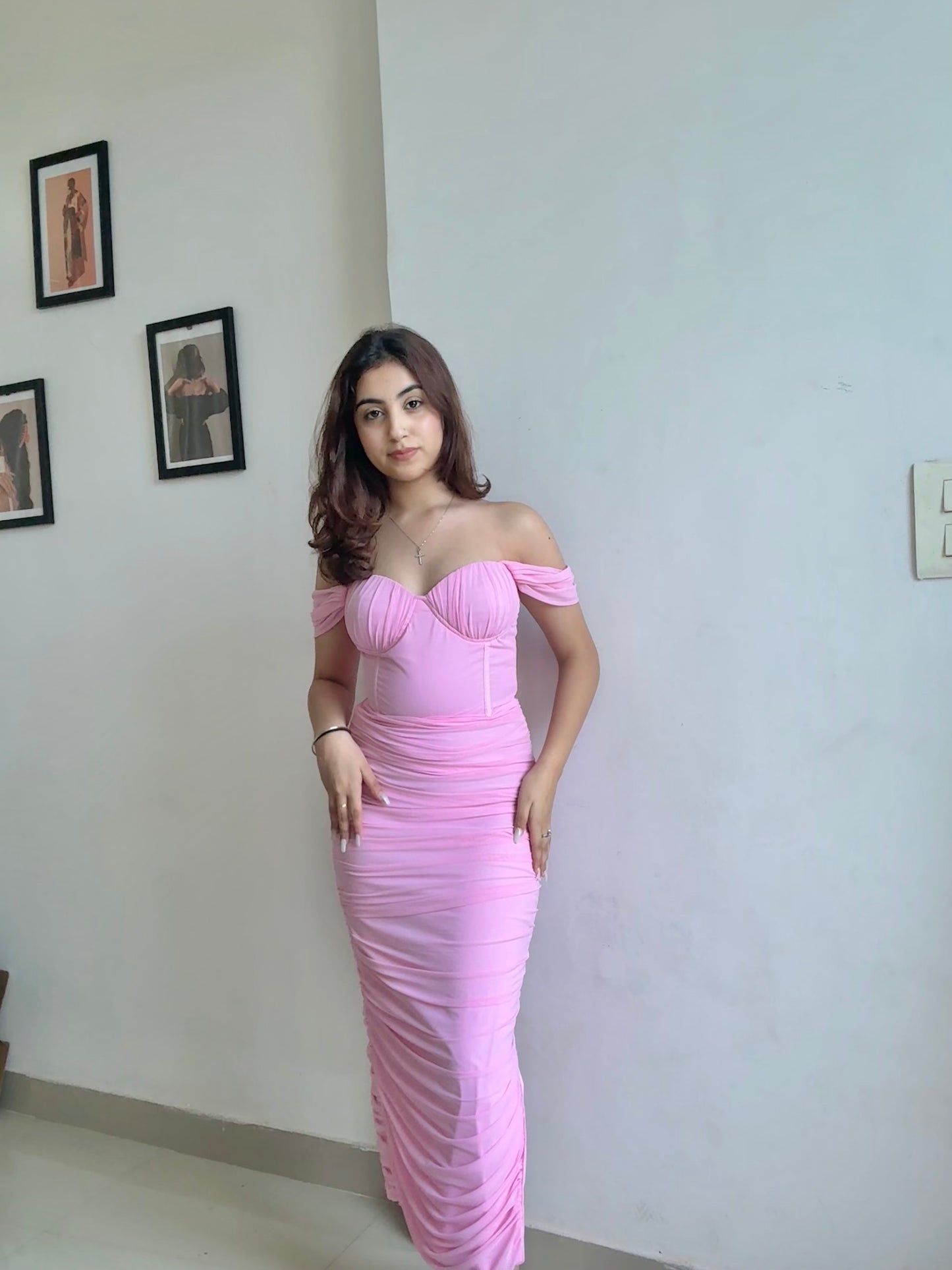 Corset blush midi dress