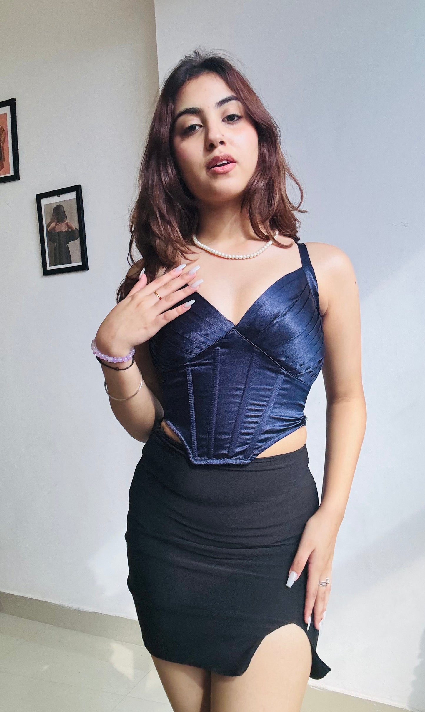 Satin top with skirt