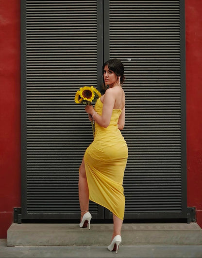 Yellow corset dress