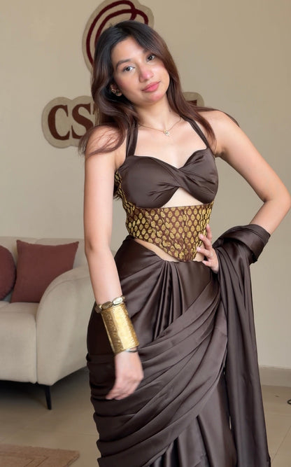 Brown Mehfil saree