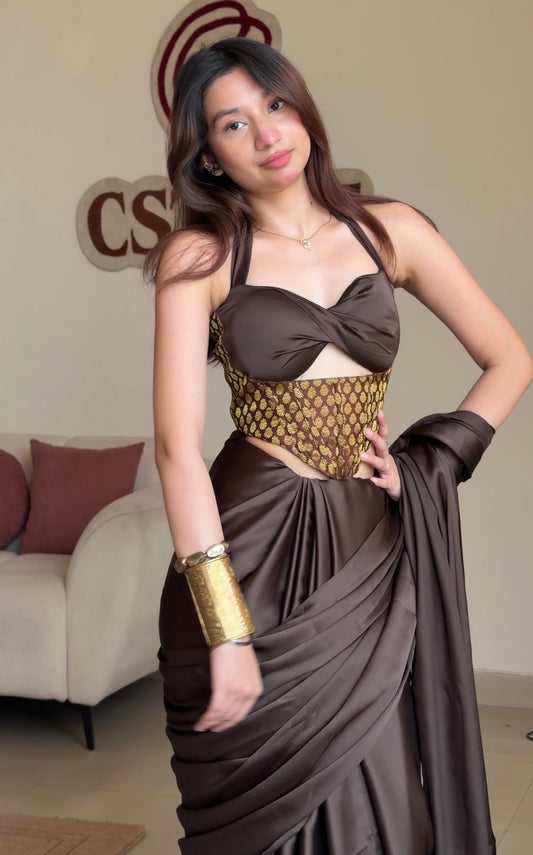 Brown Mehfil saree