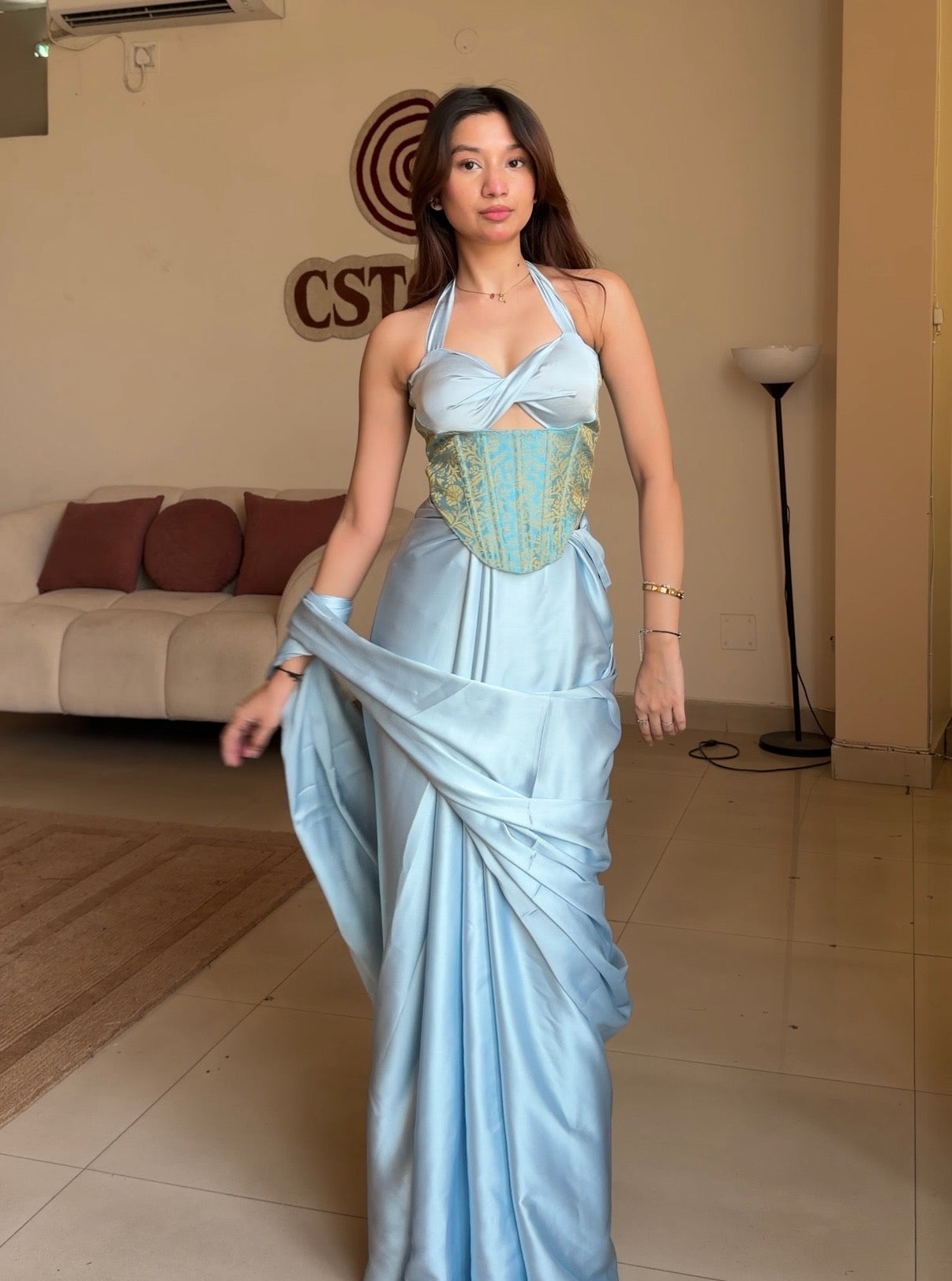 Sky mehfil saree