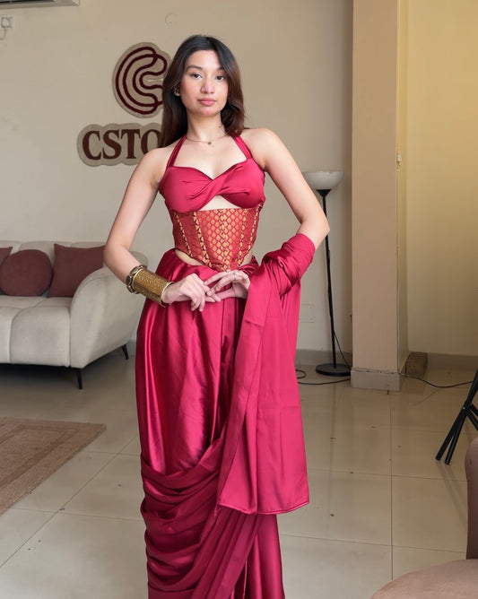 Laal mehfil saree