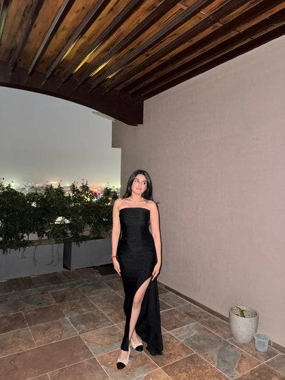 Black slit gown