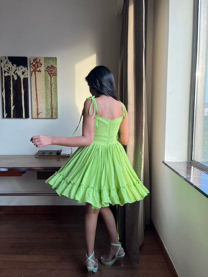 Pista green flare dress