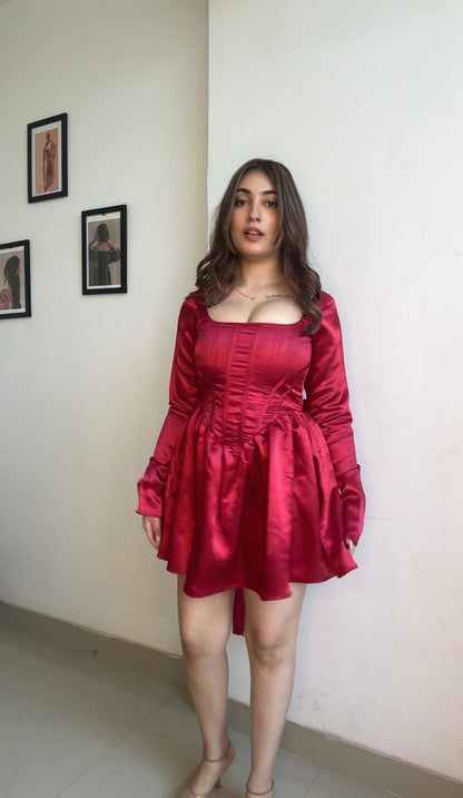 Wine red corset dress