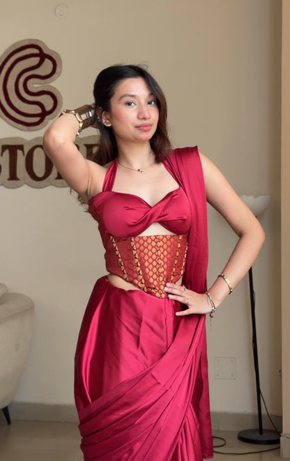 Laal mehfil saree