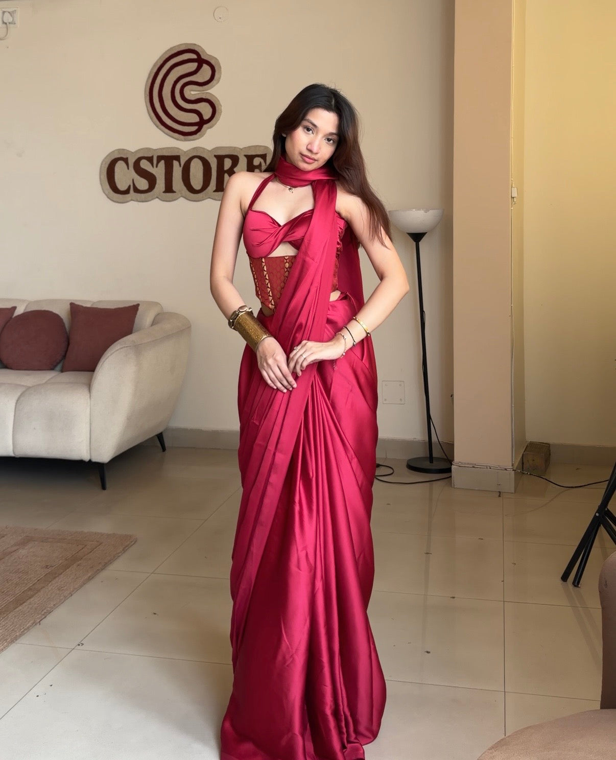 Laal mehfil saree