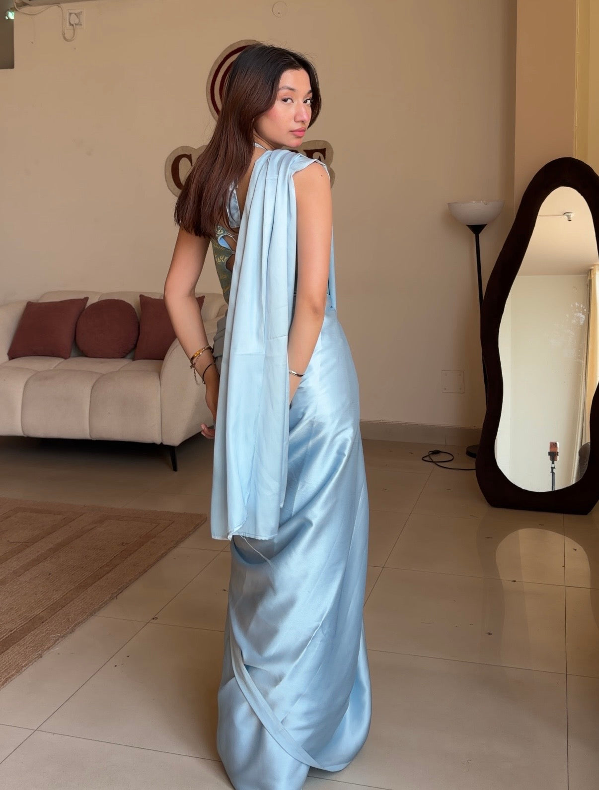 Sky mehfil saree