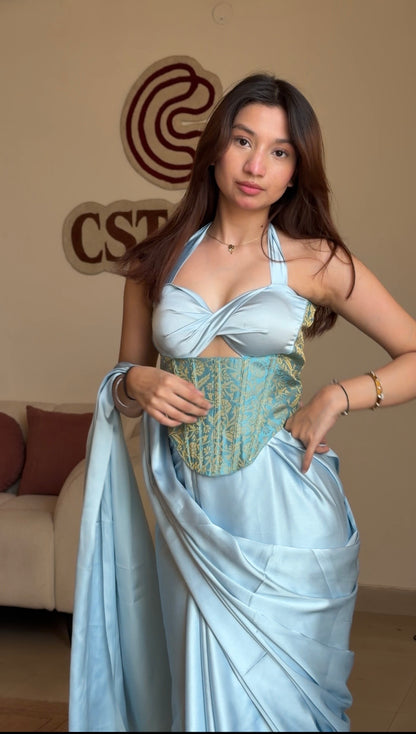 Sky mehfil saree