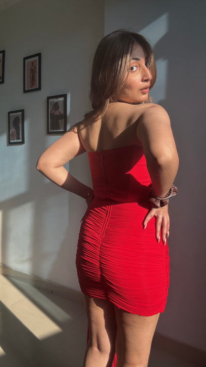 Drape red dress