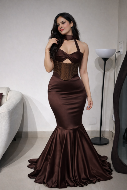 Brown mehfil with skirt