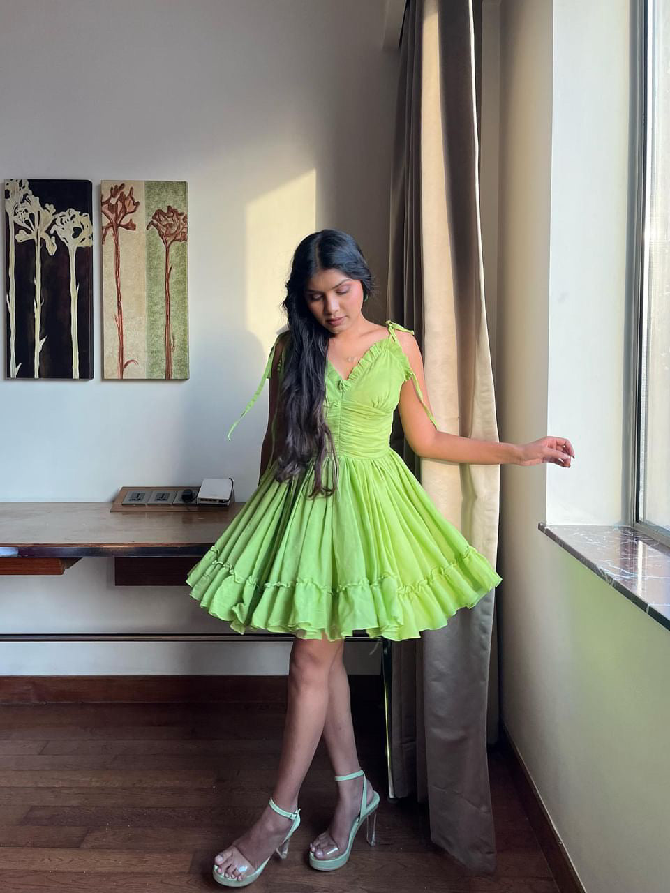 Pista green flare dress