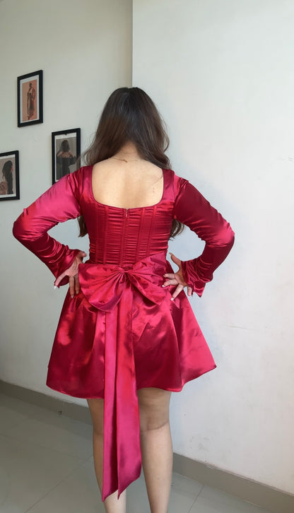 Wine red corset dress