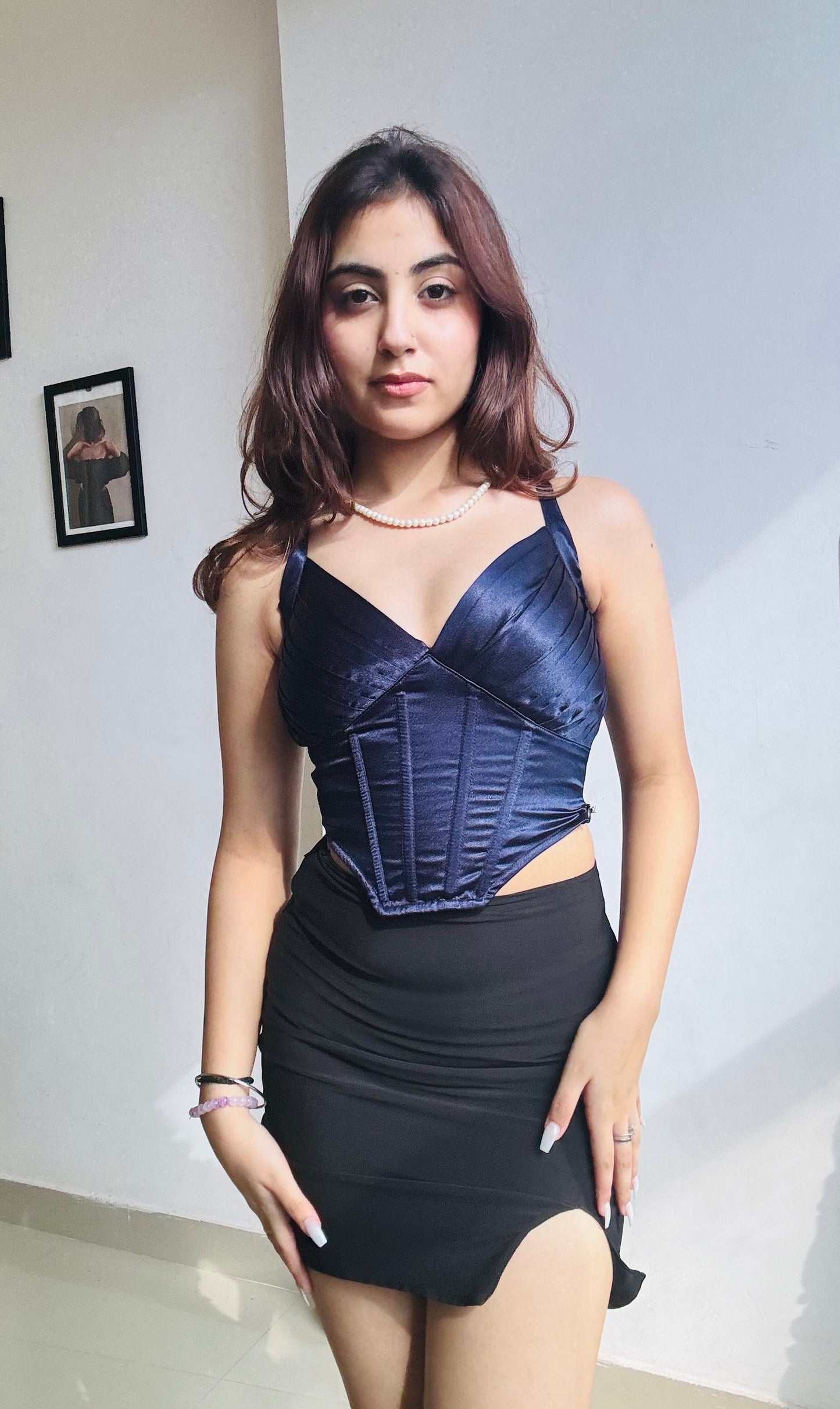 Satin top with skirt