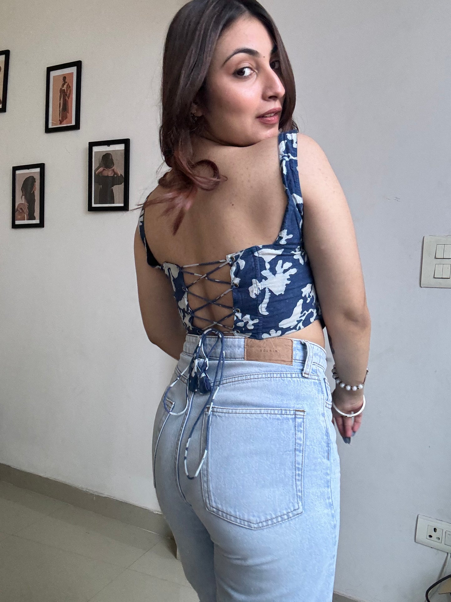 Indigo corset top