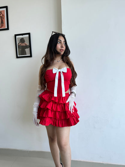 Red bow co ord