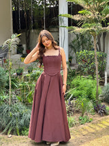 Brown corset dress and top set