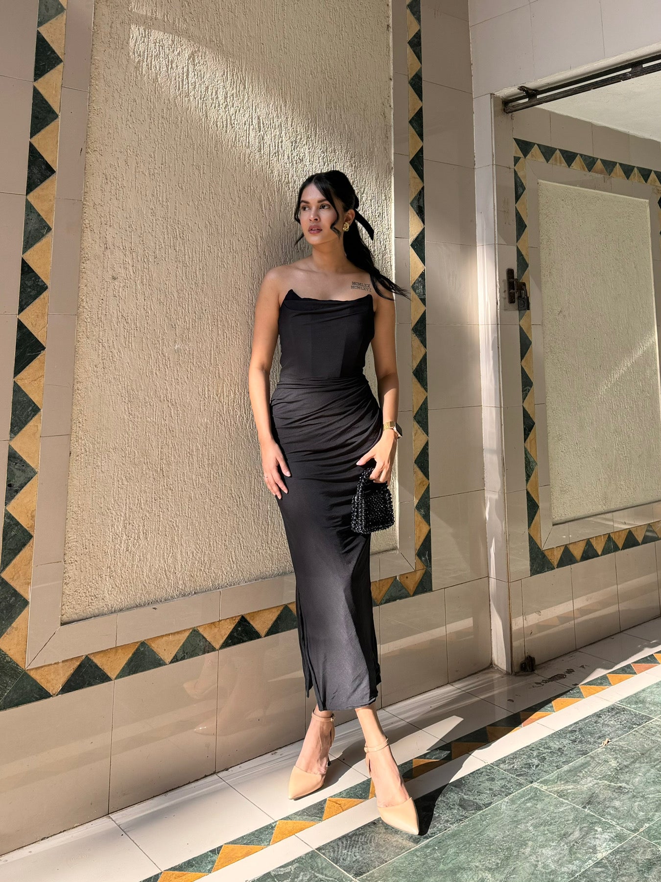 viral corset dress DivaElla Redefine glamour with our Red Corset black viral midi dress