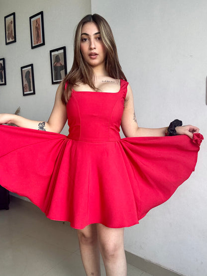 Eden red flare dress