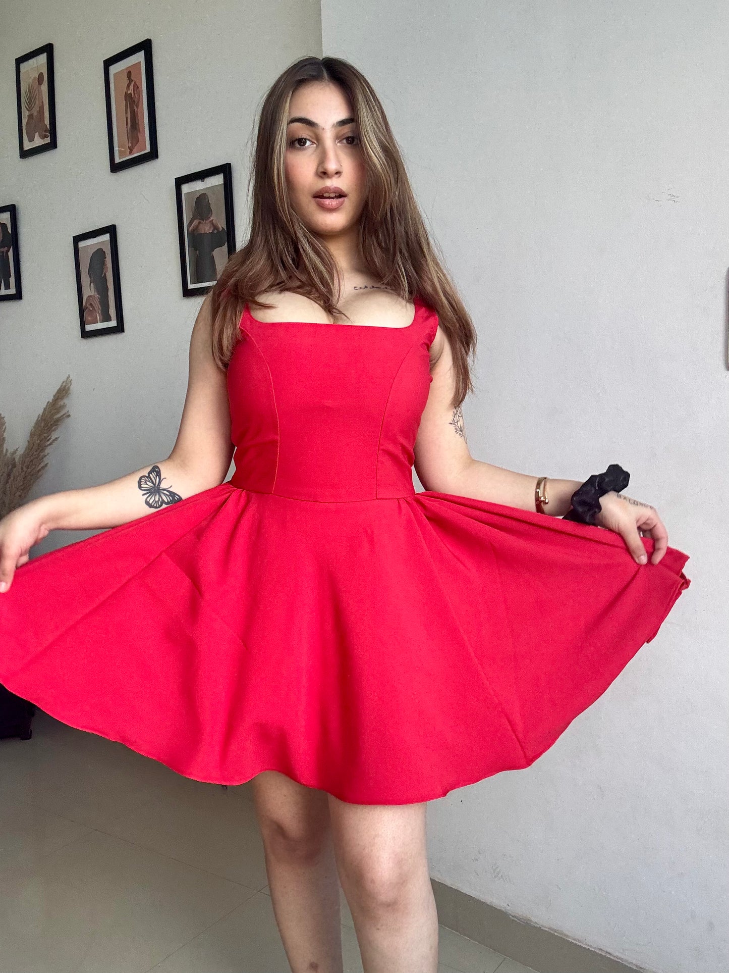 Eden red flare dress