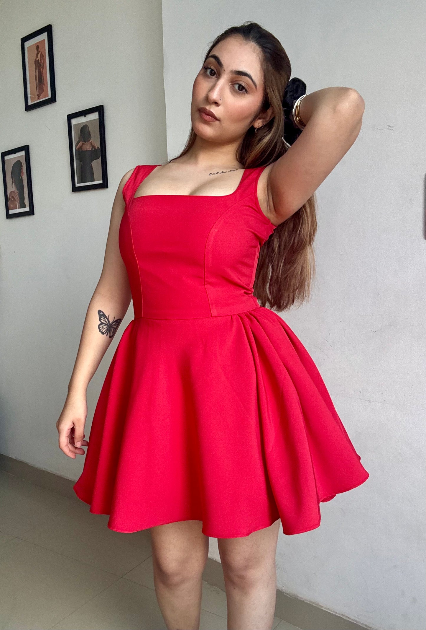 Eden red flare dress