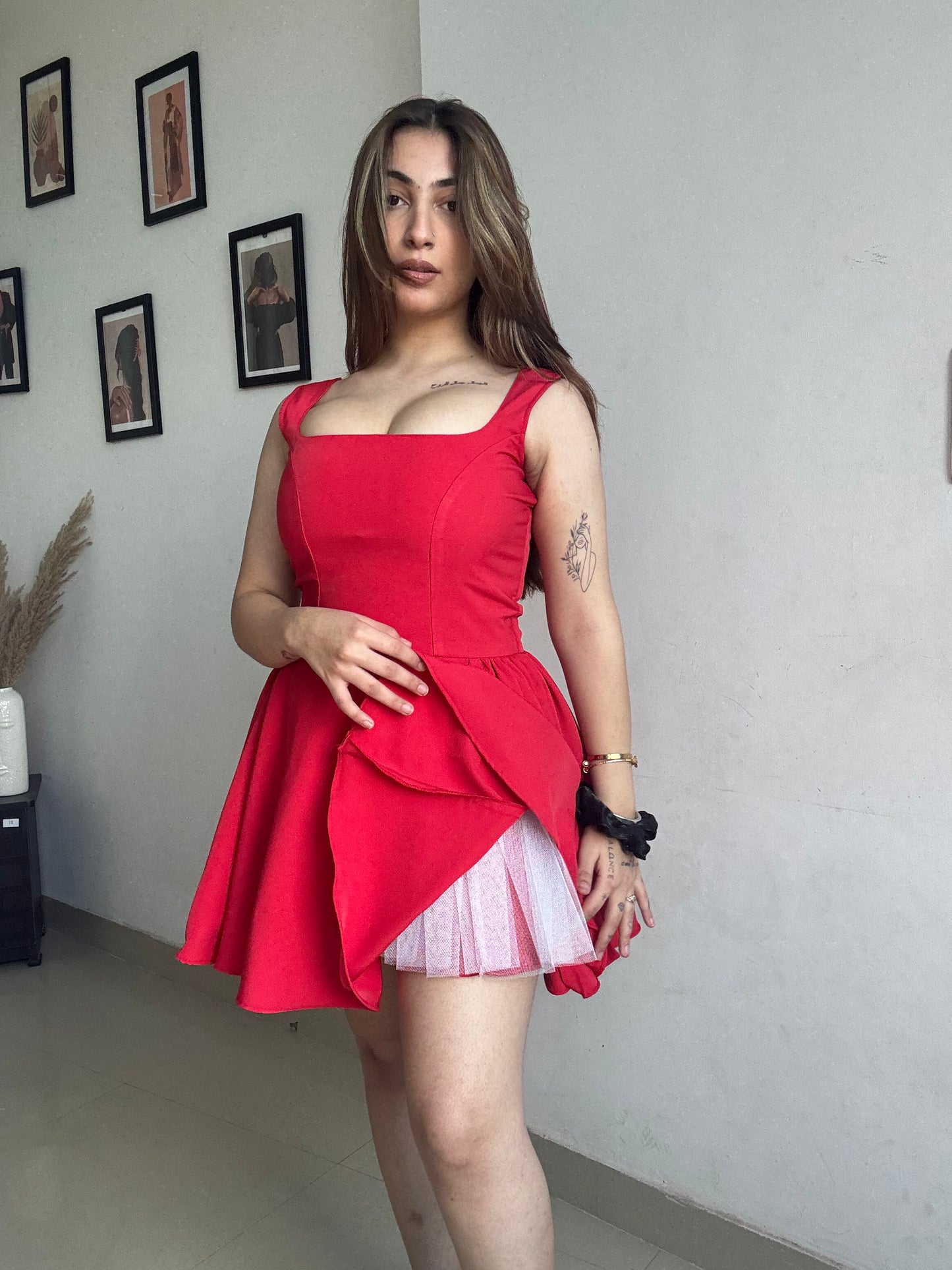 Eden red flare dress