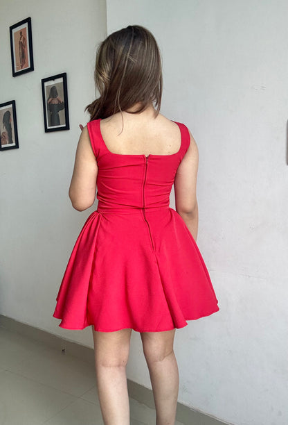 Eden red flare dress