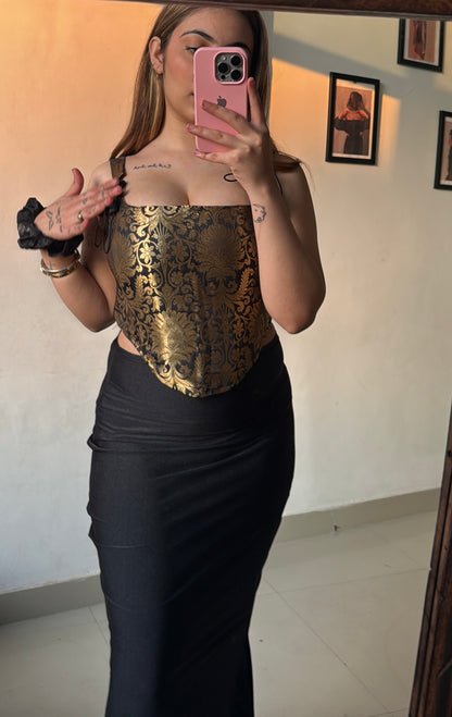 Golden black Banarasi  top