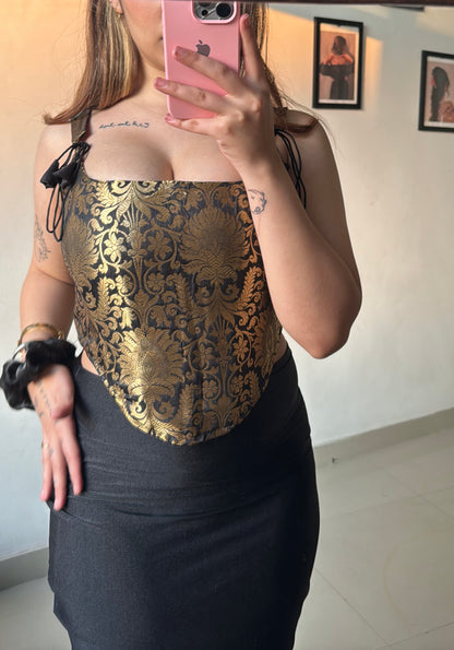 Golden black Banarasi  top