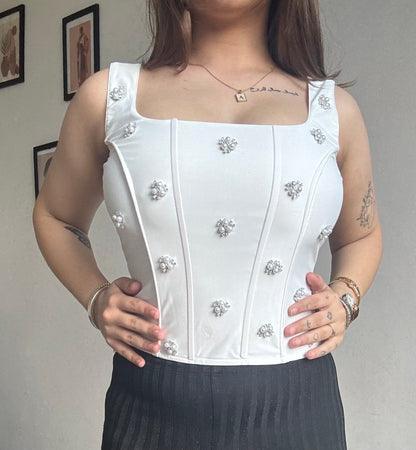 Peral white corset top