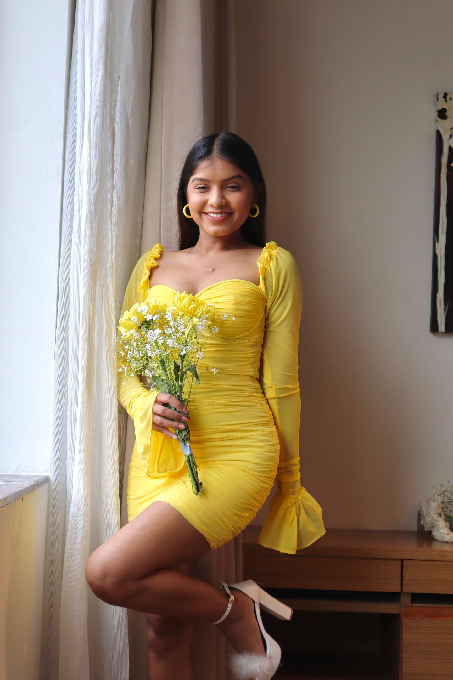 yellow corset dress